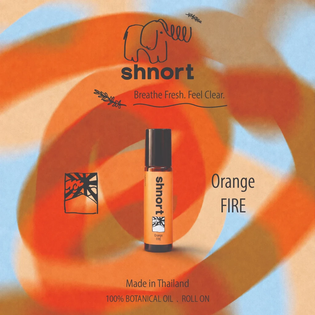 Orange FIRE Thai herbal roller oil bottle